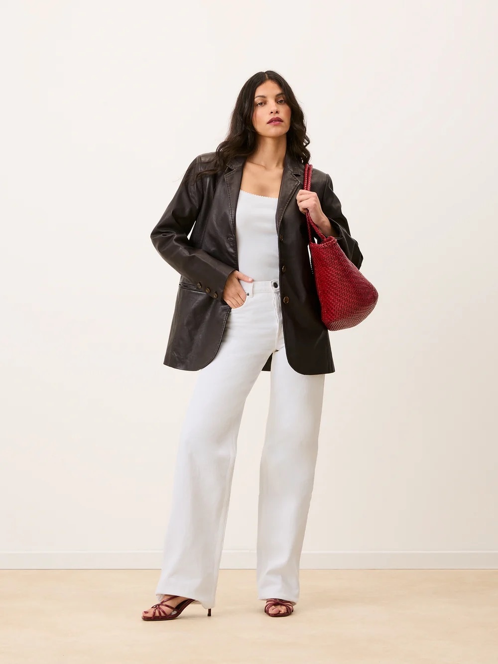 ROUJE Lambert Brown Straight Cut Leather Jacket